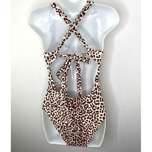 J.Crew Womens $118 Ruched Cup One Piece Swimsuit Leopard Print Size 6 BF101 - Picture 5 of 8